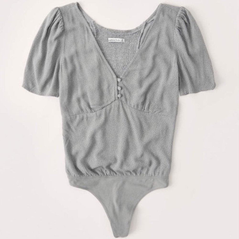 NWOT Sage Green Polka Dot Buttoned Bodysuit
